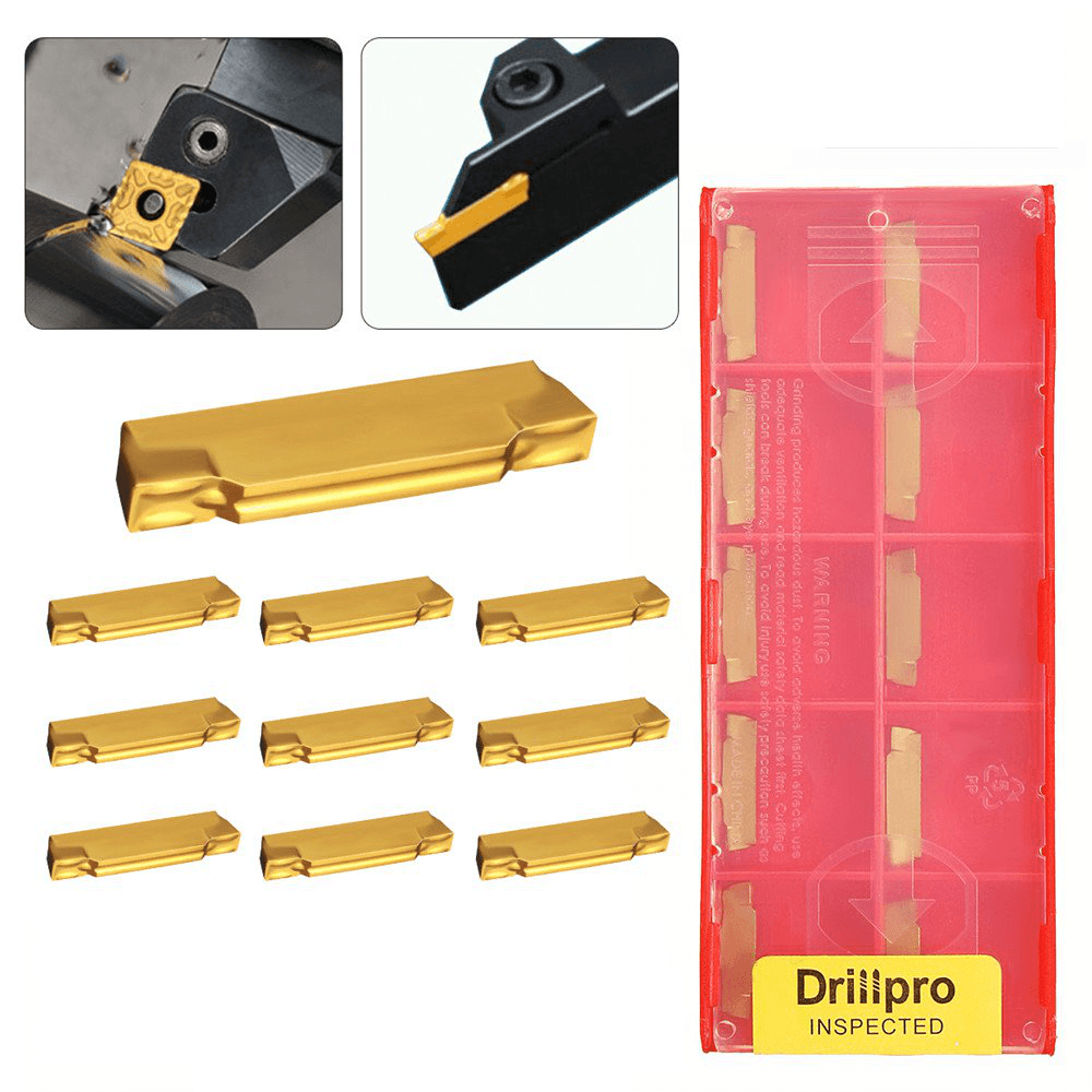 Drillpro 10Pcs MGMN200-G 2Mm Carbide Inserts for MGEHR/MGIVR Grooving Cut off Tool Turning Tool - MRSLM