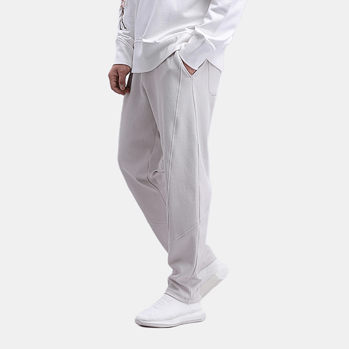 Mens Fashion Cotton Thick Drawstring Solid Color Pants - MRSLM