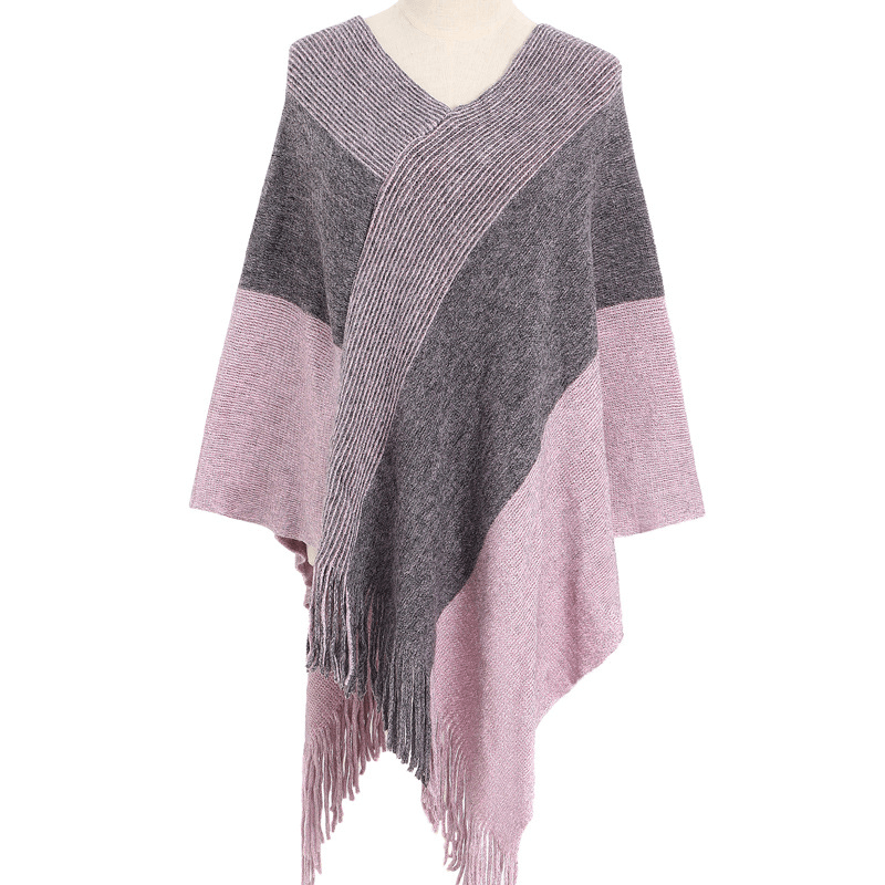 Knitted Shawl Cape Warm Tassel Cloak - MRSLM