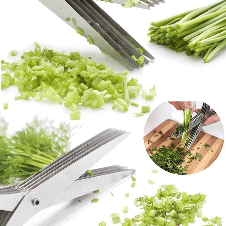 5 Layers Stainless Steel Scissors Multi-Layers Kitchen Scissors Scallion Cutter Herb Laver Spices Cook Tool for Kitchen Cutting Tool - MRSLM