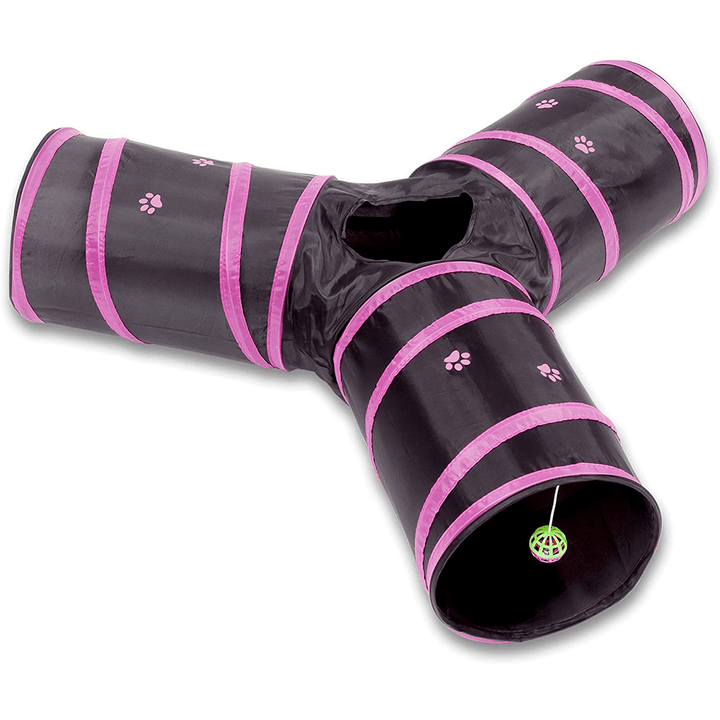 3-Way Play Toy Pet Cat Tunnel Collapsible Tube Fun for Rabbits Kittens Cat Dogs Tunnel Toy - MRSLM