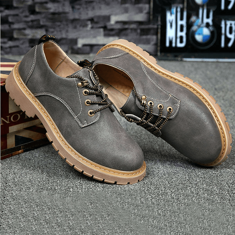 Men Breathable Leather Outdoor Climbing Oxfords Shoes - MRSLM