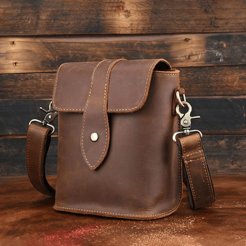 Men Genuine Leather Vintage Shoulder Bag Crossbody Bag - MRSLM