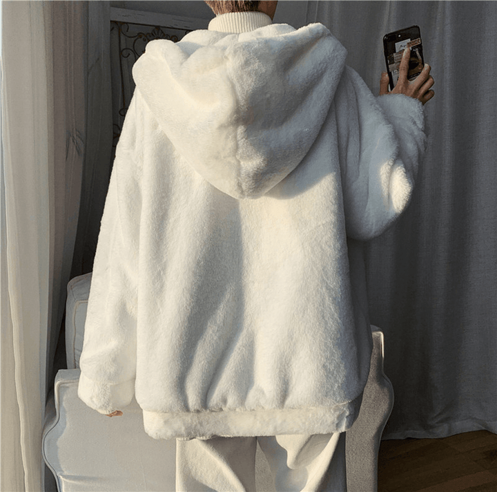Fashion Simple Pure Color Lamb Cashmere Cotton Coat - MRSLM