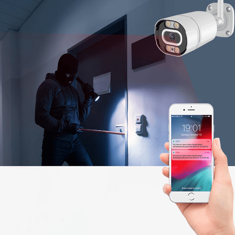 2MP HD Wifi Outdoor Security Camera IP66 Waterproof Wireless Camera Color Night Vision AI Human Detecting Surveillance CCTV IP Camera - MRSLM