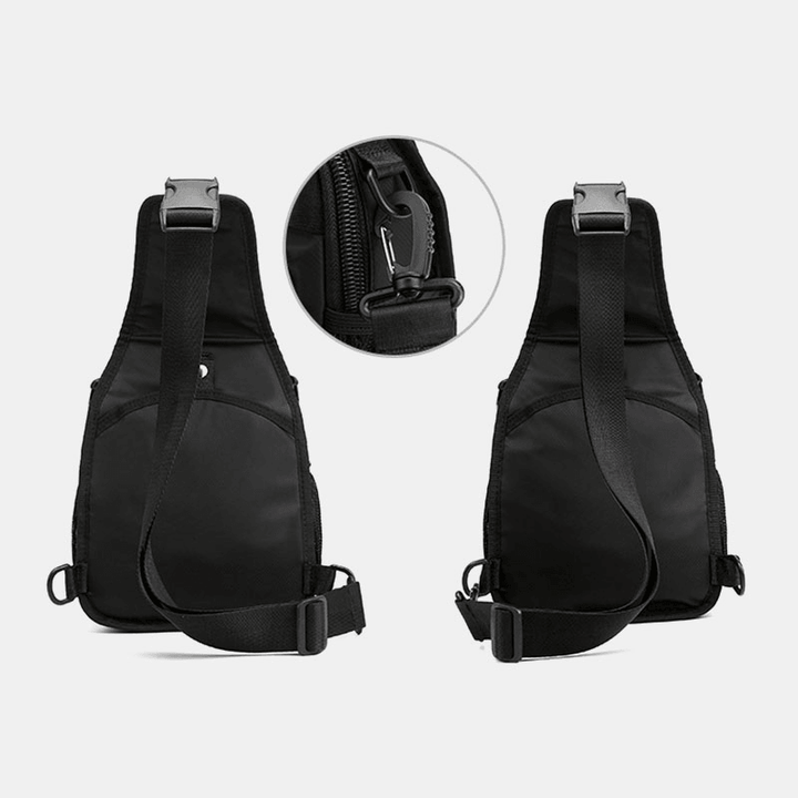 Nylon Waterproof Multifunction Casual Solid Color Backpack Crossbody Bag Chest Bag for Male - MRSLM