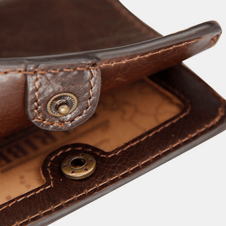 Men Genuine Leather Multi-Card Slot Retro Casual Short ID Wallets Card Case Money Clip Coin Purse Wallet - MRSLM