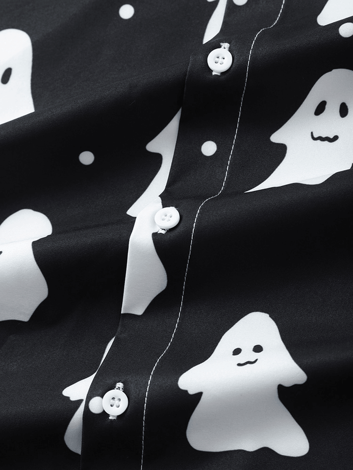 Mens Casual Ghost Cartoon Halloween Shirts - MRSLM