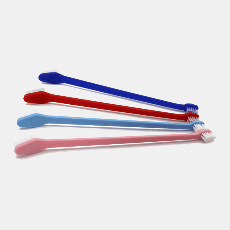 Double Head Dog Toothbrush Nylon Wire Dog Paw Print Toothbrush Pet Supplies for Dog Oral Cleaning - MRSLM