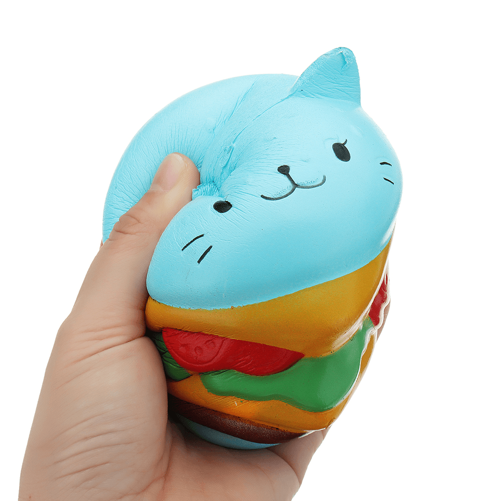 Burger Cat Squishy 10.5*9.5 CM Slow Rising Collection Gift Soft Fun Animal Toy - MRSLM