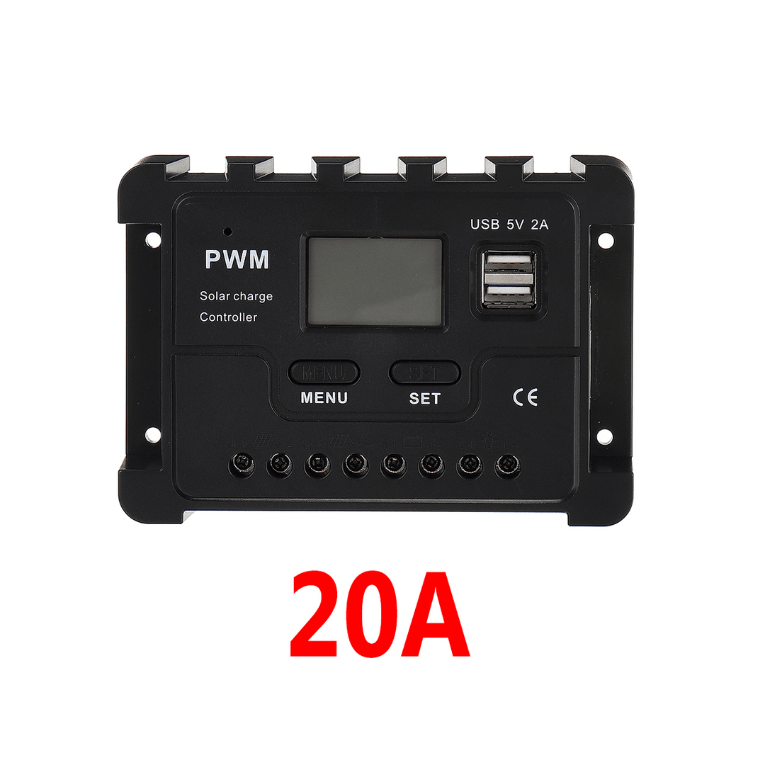 12V/24V Display PWM Solar Controller 10-30A Solar Charge Controller Dual USB IP30 Waterproof - MRSLM
