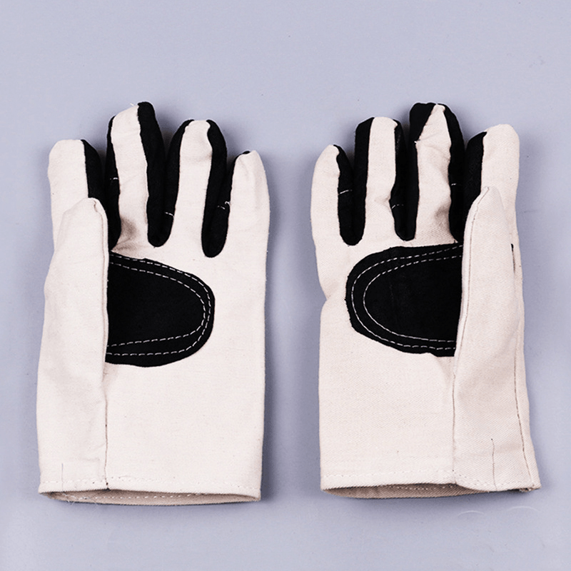 KALOAD 1 Pair Double Layer Thicken Canvas Work Welding Gloves Wearproof Non-Slip Security Labor Protection Gloves - MRSLM
