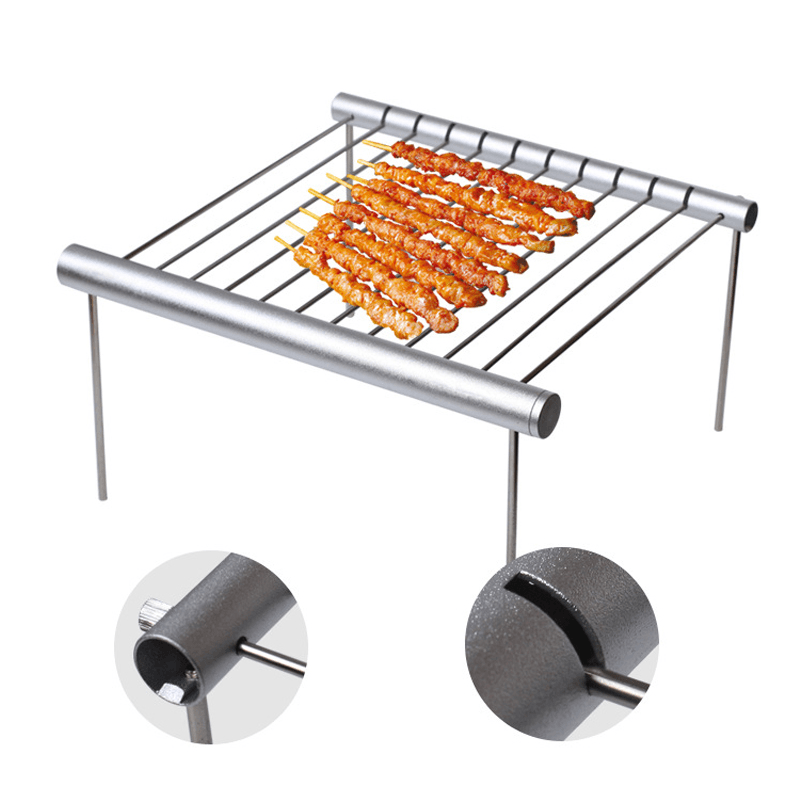Portable Stainless Steel BBQ Grill Folding BBQ Grill Mini Pocket BBQ Grill Rack Barbecue Accessories for Home Park Use - MRSLM