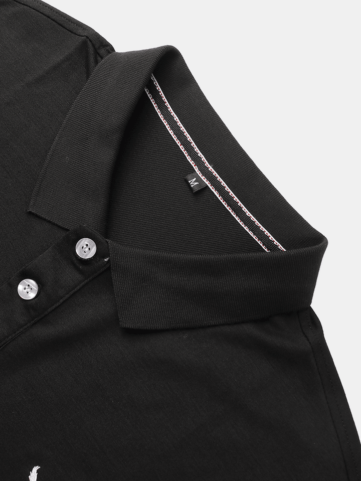 Mens Business Patchwork Buttons Cotton Casual Golf Shirts - MRSLM