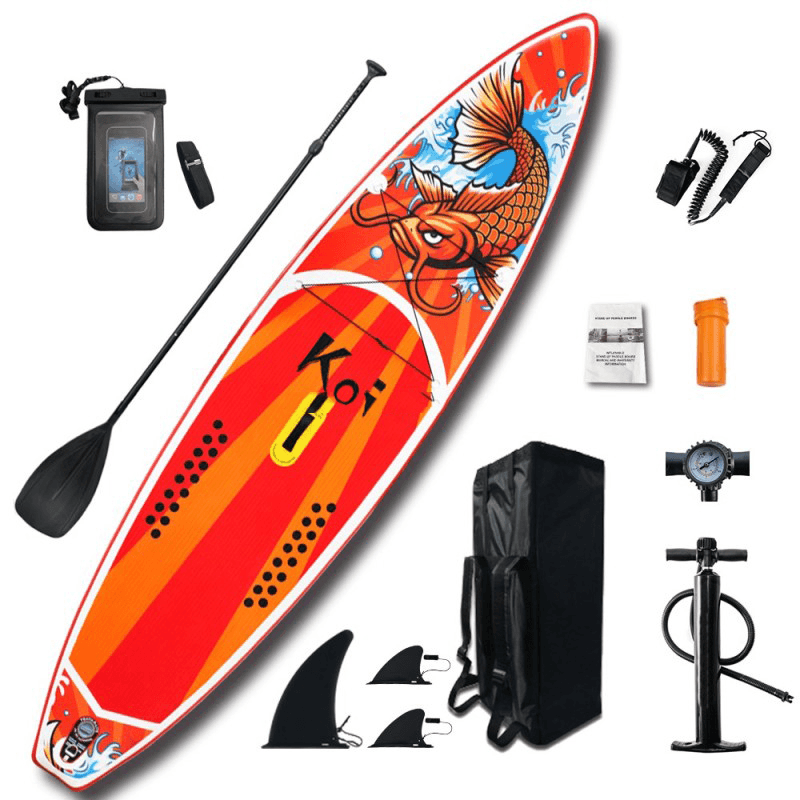Funwater 350X84X15Cm SUP Paddle Board Surfing Inflating Stand-Up Surfboard Beach Long Board with Pump Fin Safety Foot Rope Phone Bag - MRSLM