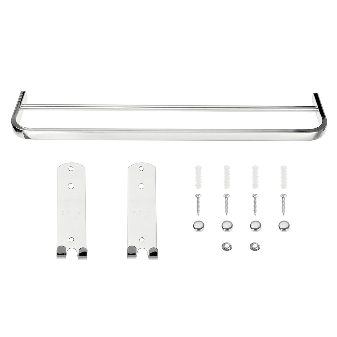 Stainless Steel Perforated Towel Rack Double Rod Shelf Strong Bearing - MRSLM