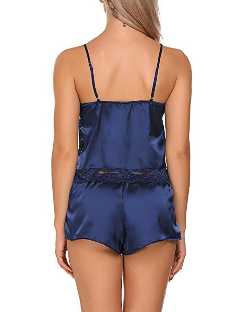 Lace Sling Top Shorts Sleeveless Soft Home Two-Piece Pajamas - MRSLM