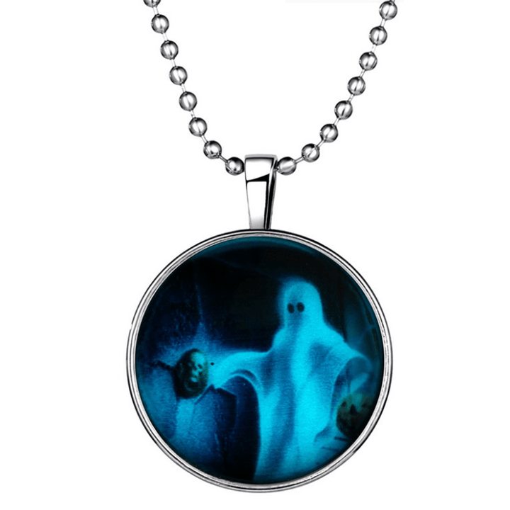 Halloween Jewelry Glowing Black Animal Magic Pendant Stainless Steel Chain Necklace - MRSLM