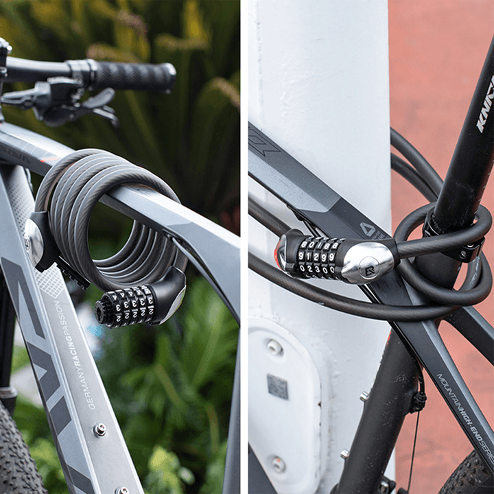 ROCKBROS Bicycle Lock with Light Night Vision Light Anti-Theft Code Lock Waterproof Electric Bike Lock Chain Bar Outdoor Cycling Bike Accessories - MRSLM