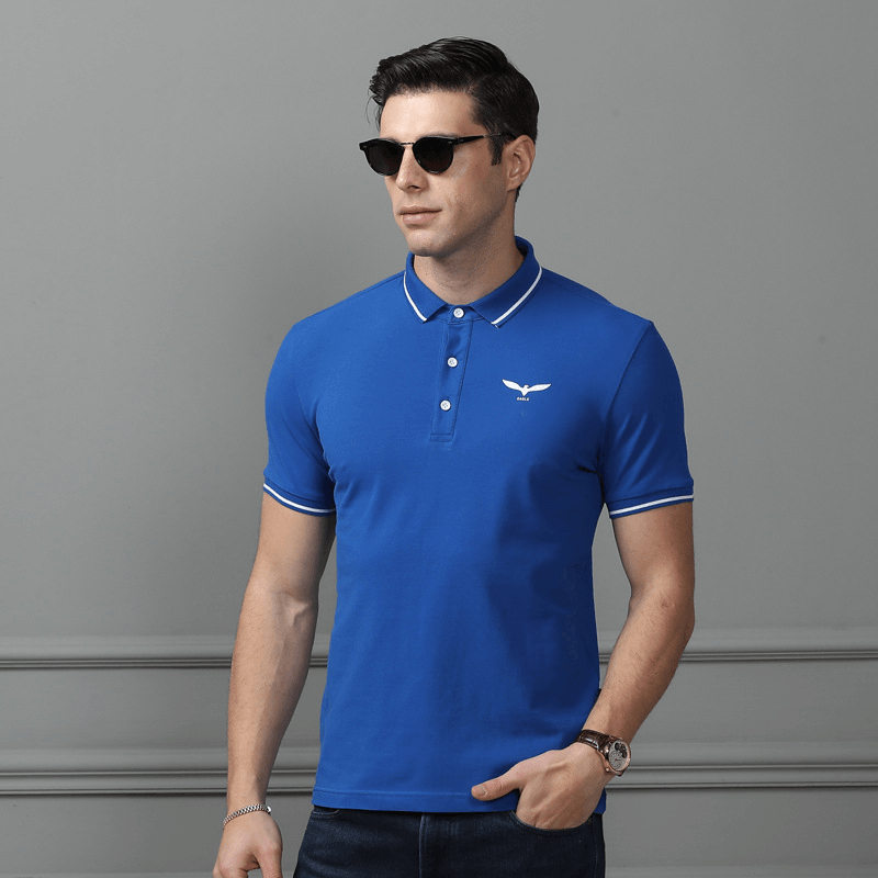 Men'S New Business Cotton Short Sleeve Embroidered Golf Casual T-Shirts - MRSLM