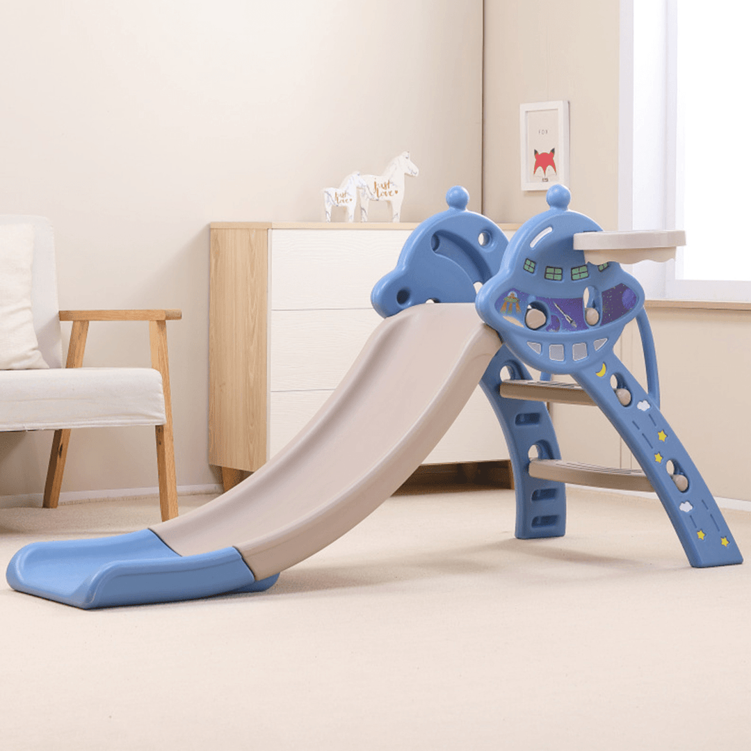 3 in 1 Toddler Slide and Swing Set Climber Slide Playset Equipped with Climbing Ladder Slide Basketball Hoop Christmas Gifts - MRSLM