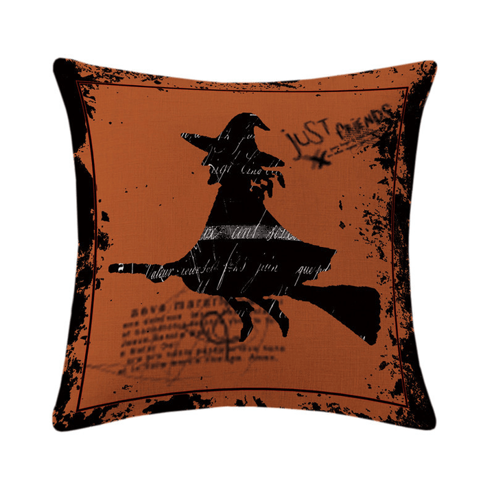 Halloween Terror Witch Pattern Pillowcase Cotton Linen Throw Pillow Cushion Cover Seat Home Decoration Sofa Decor - MRSLM