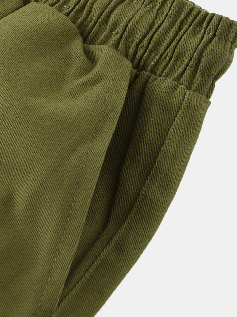 Mens Casual Solid Color Drawstring Harem Pants with Pocket - MRSLM