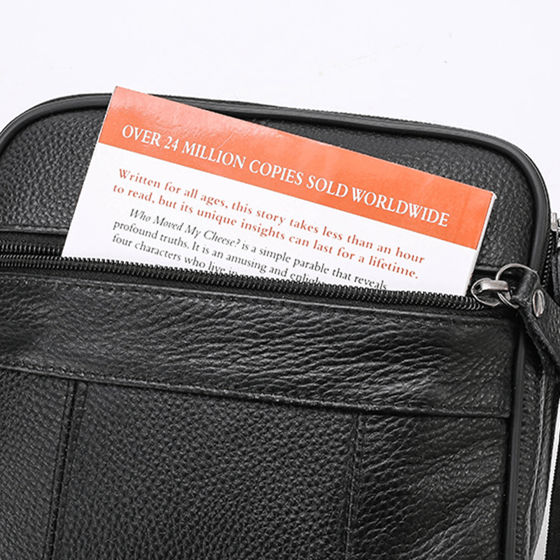 Men Genuine Leather Large Capacity Waterproof Wear-Resistant Crossbody Bag - MRSLM
