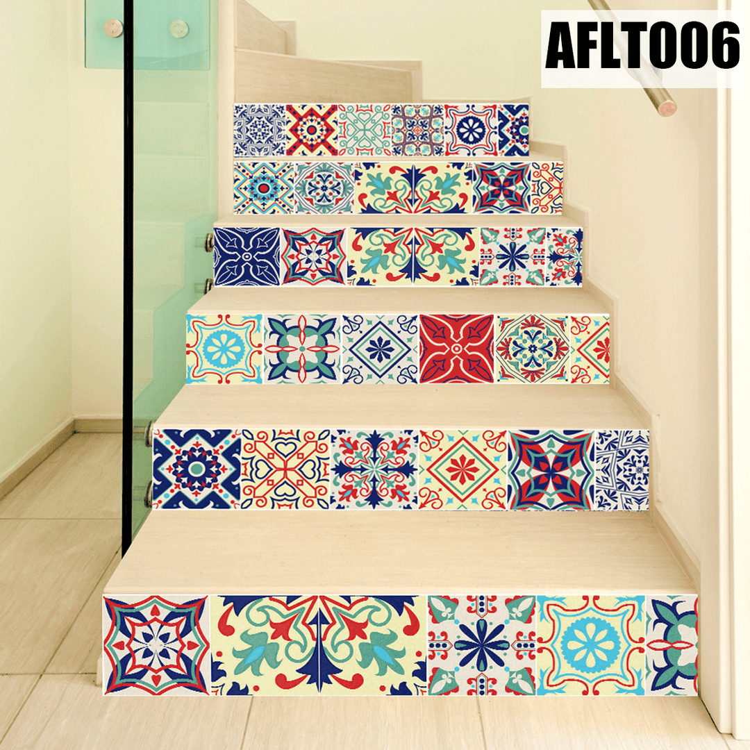 6PCS Stair Step Decals Stickers Stair Riser Decals Tile Backsplash Contact Paper - MRSLM