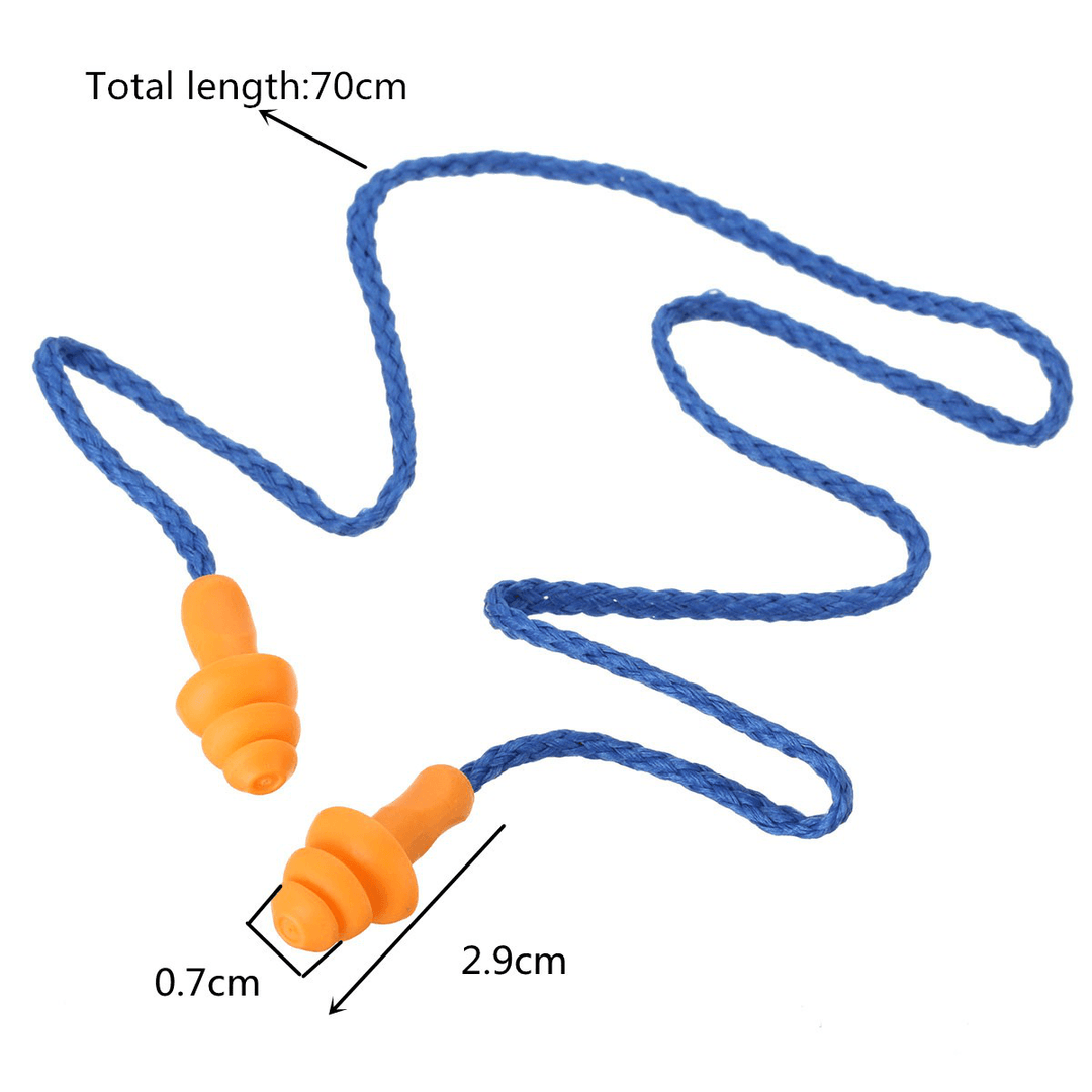 1 Pairs Soft Silicone Ear Plugs Reusable Hearing Protection Sleeping Loud Noise Traveling Studying Earplugs with Rope - MRSLM