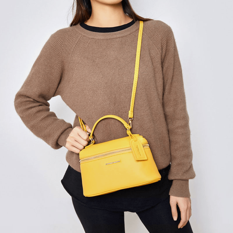 Women PU Leather Large Capacity Casual Simple Shoulder Crossbody Bag Handbag - MRSLM