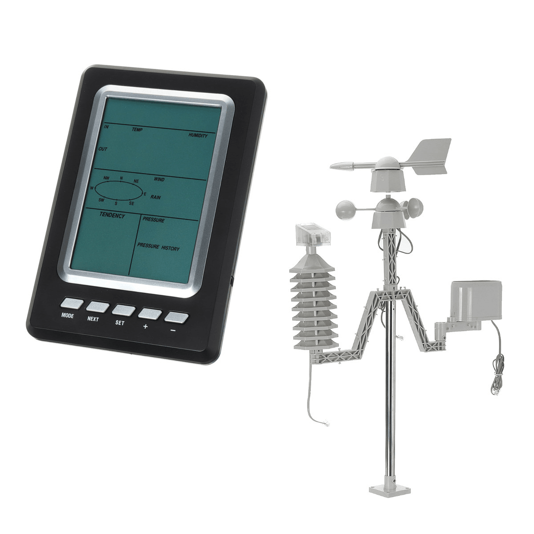 433MHZ LCD Wireless Wind Speed Direction Weather Station Temperature Humidity - MRSLM
