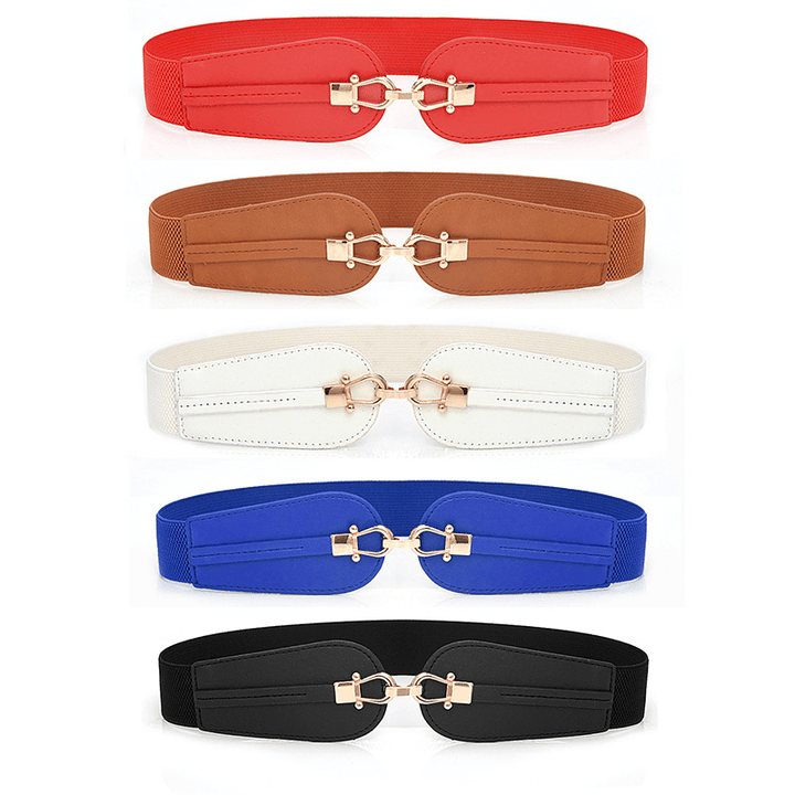 Women'S Elastic Waistband Fashion Stretch Wide Belt - MRSLM