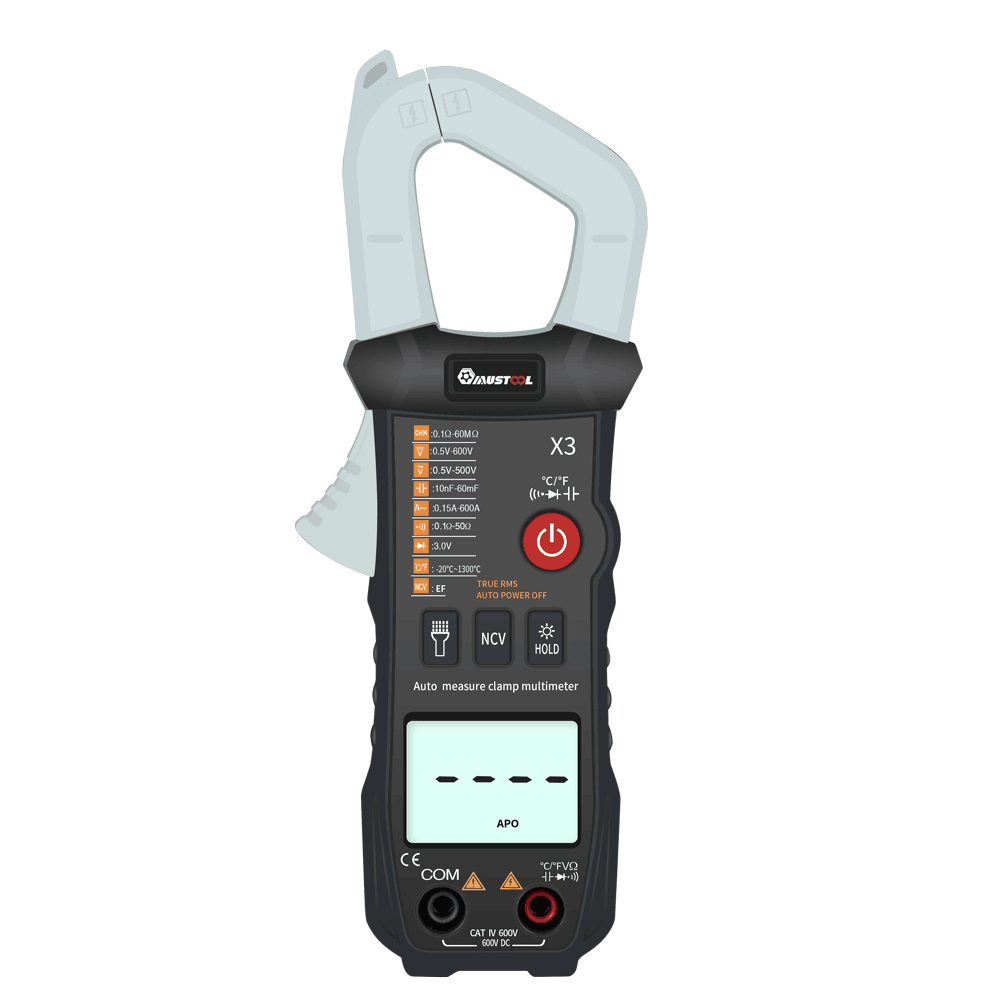 MUSTOOL X3 Fully Intelligent True RMS Clamp Meter 6000 Counts Automatic Identification Digital Multimeter with NCV ℃/℉ Resistor / Diode / On-Off Test / Capacitor Test - MRSLM