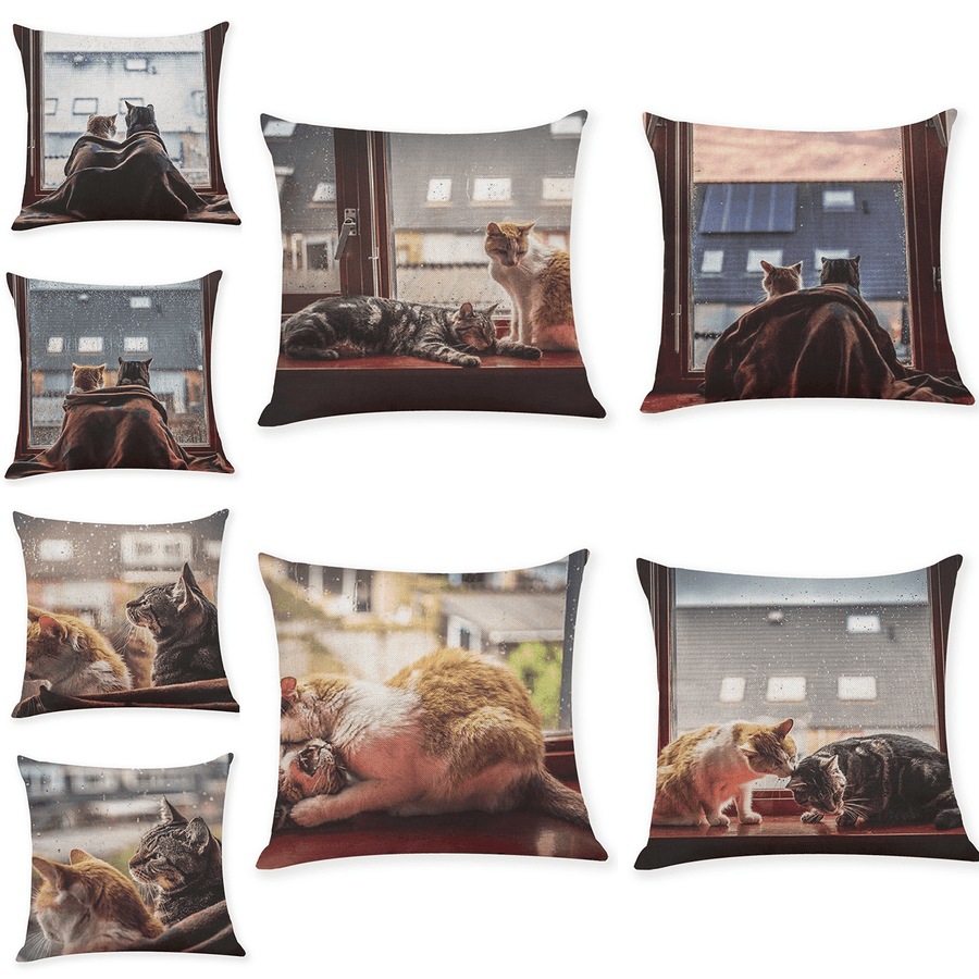 Honana BX 45X45Cm Cat Pattern Luxury Cushion Cover Graffi Style Throw Pillow Case Pillow Covers - MRSLM