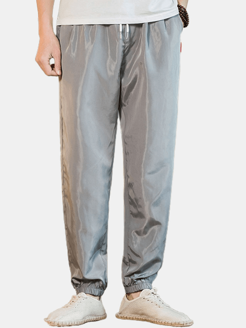 Mens Casual Solid Color Drawstring Comfy Pants - MRSLM