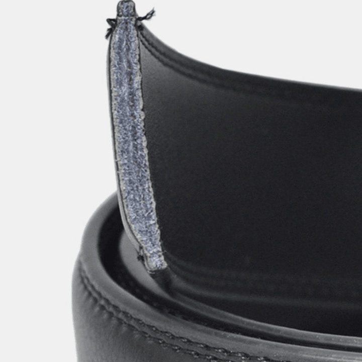 Men Genuine Leather Rectangular Alloy Automatic Buckle 3.5 CM Casual Business Wild Belt - MRSLM
