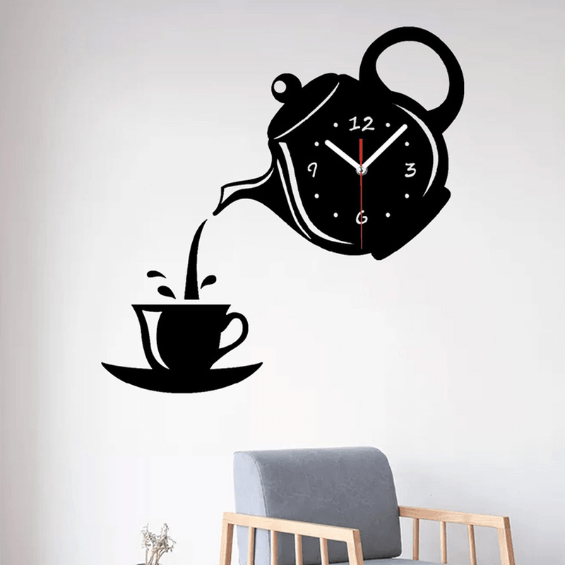 Emoyo ECY018 DIY Creative Teapot Head Wall Clock Animal Wall Clock for Home Office Decorations - MRSLM