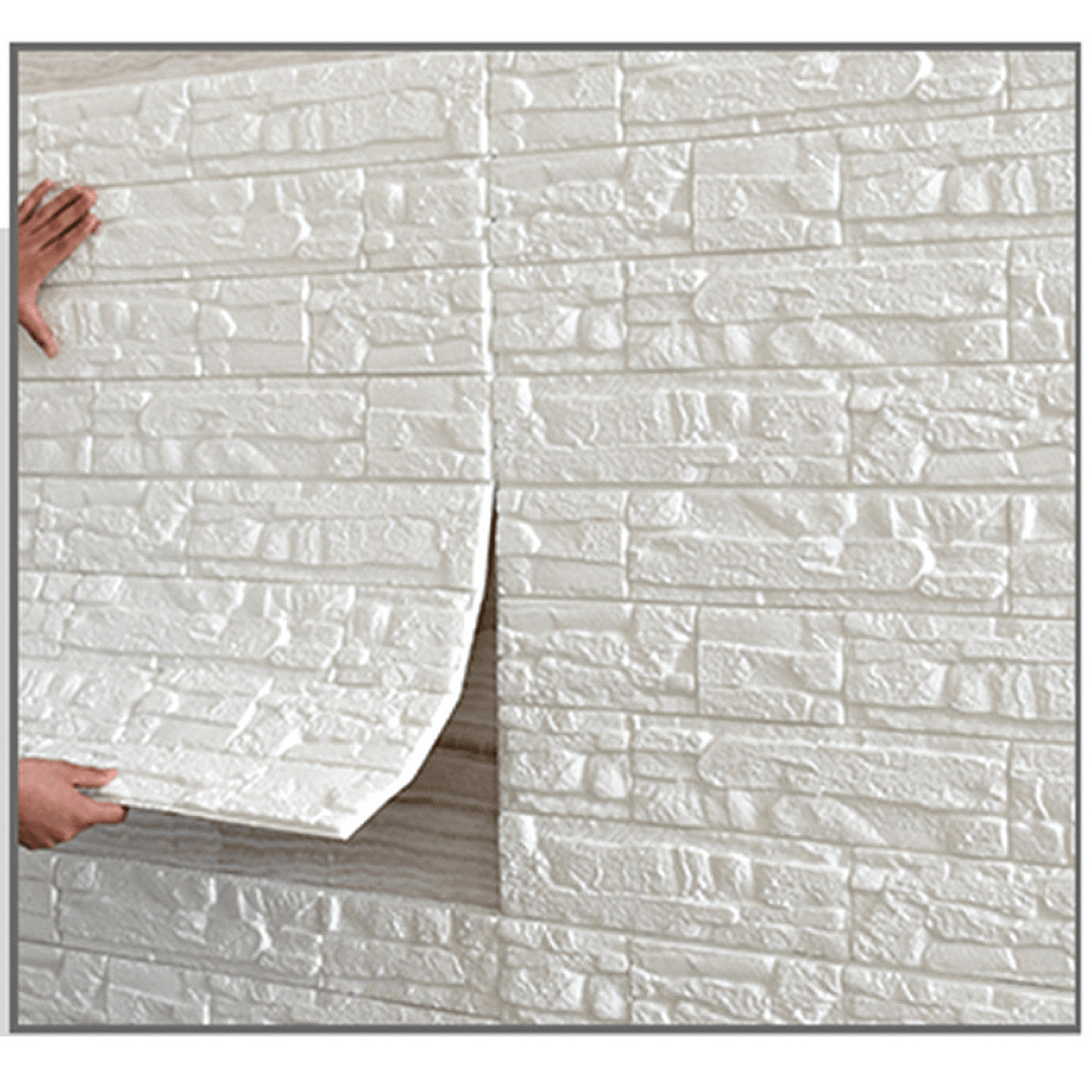 70X77Cm 3D Brick Wall Sticker Wallpaper Decor Foam Waterproof Wall Covering Wallpaper DIY Background - MRSLM