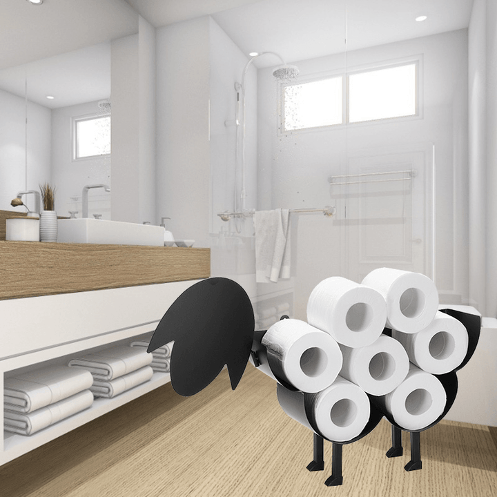 Black Sheep Cat Dog Toilet Roll Holder Bathroom Iron Tissue Roll Storage Stand Toilet Paper Storage Organizer Rack Bathroom Accessories - MRSLM