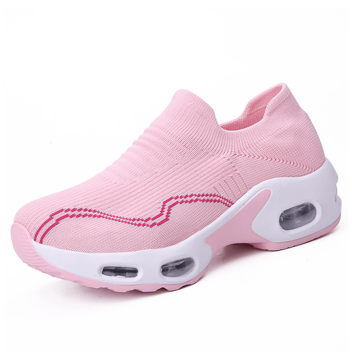 Women Brief Solid Breathable Fabric Soft Sole Cushioned Slip on Sports Shoes - MRSLM
