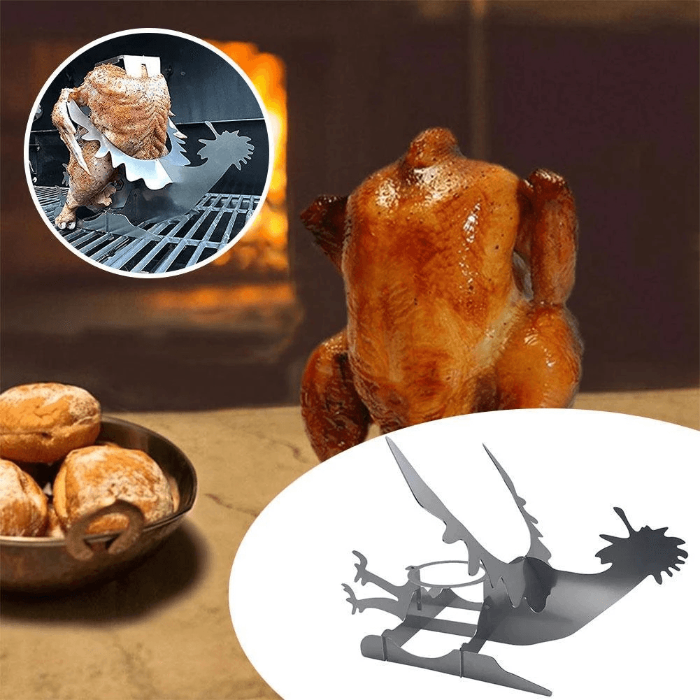 Chicken Stand Funny American Motorcycle BBQ Steel Rack Tools Funny Roast Chicken Rack Grilling Roast Rack for Party Family Events Camping - MRSLM