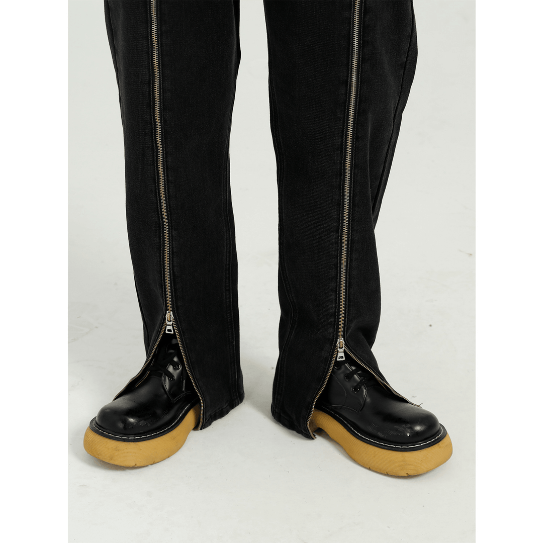 Korean Style Straight Zipper Design Jeans Men - MRSLM