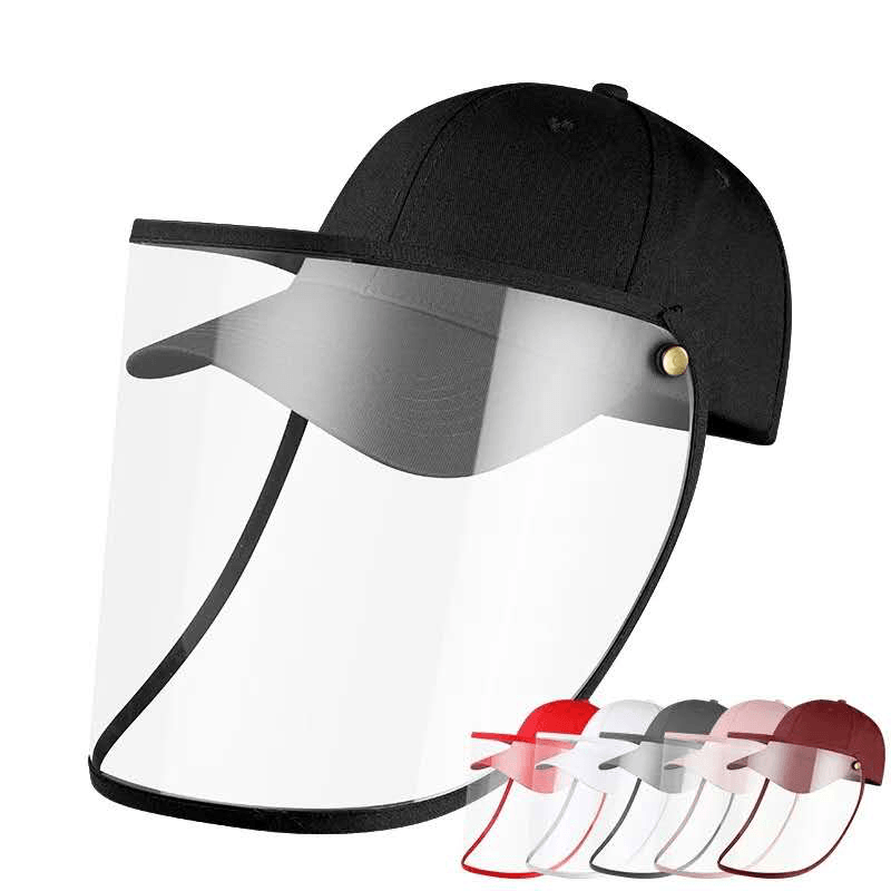 Female Male Protective Hat Cover Foldable Anti-Fog Prevent Droplets Baseball Caps Hat from Spreading Removable PVC Mask Protective Cap. - MRSLM