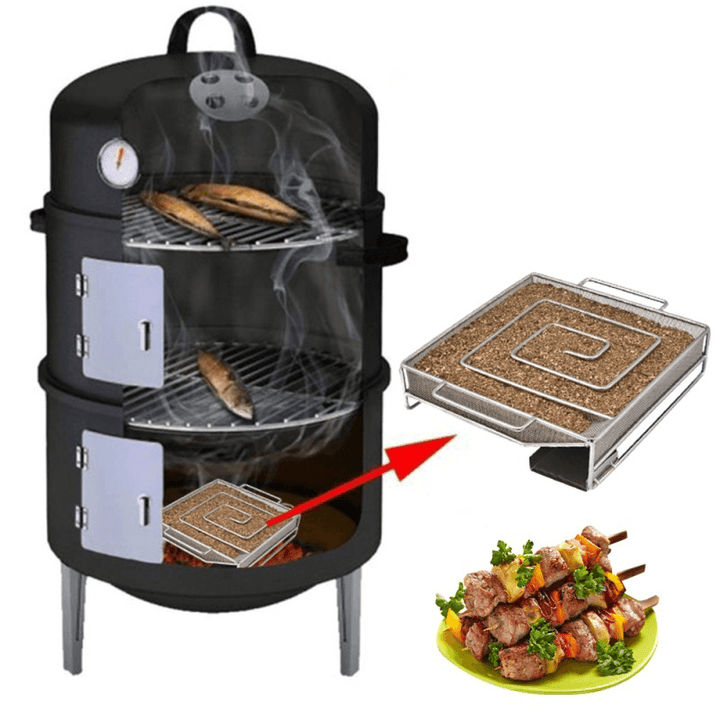 15X15X4Cm Stainless Steel BBQ Grill Camping Picnic Square Cold Smoke Generator Cooking Stove - MRSLM