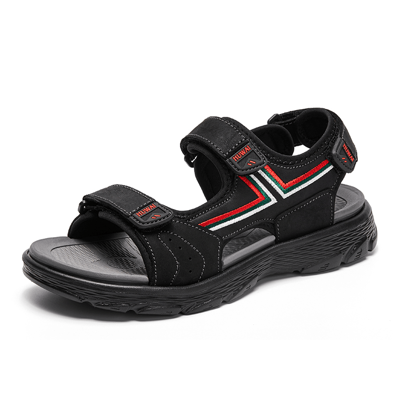 Men Leather Breathable Non Slip Opened Comfy Beach Casual Outdoor Sandals - MRSLM