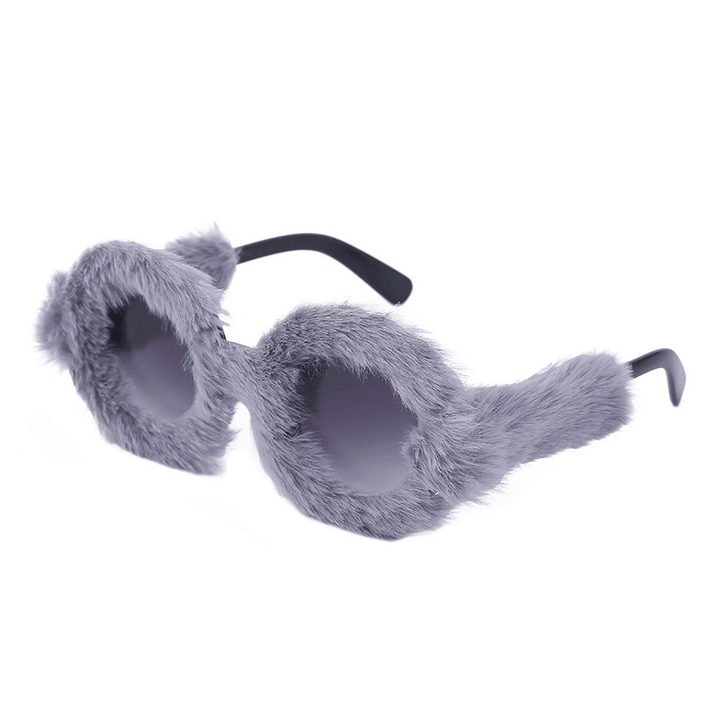 Women'S Fashion round Frame Plush Full Coverage Sunglasses - MRSLM