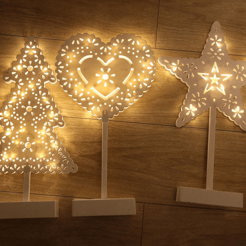Christmas LED Wooden Table Mini Night Light Desk Lamp Wedding Bedroom Christmas Decor Gifts - MRSLM