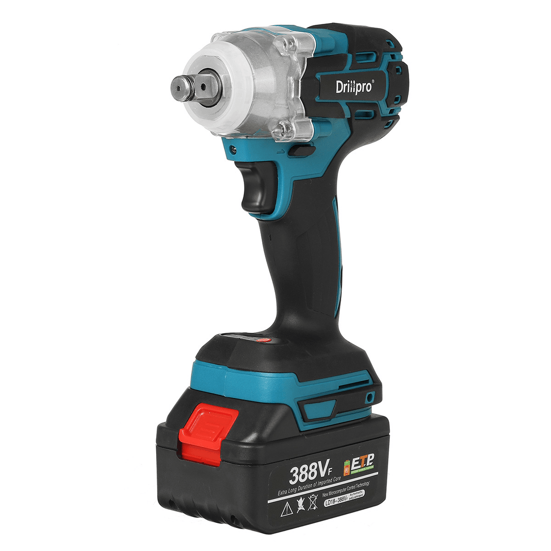 388VF 520N.M Brushless Cordless Electric Impact Wrench Rechargeable 1/2'' Wrench Power Tool W/ 1/2Pcs Battery Also for Makita 18V Battery - MRSLM