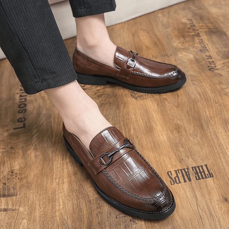 Men Microfiber Breathable Soft Sole Retro Slip on England Style Casual Business Shoes - MRSLM